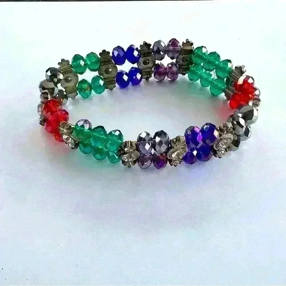 Jeweltone Stretch Facetted Bead Bracelet stone Spacers - Picture 1 of 3